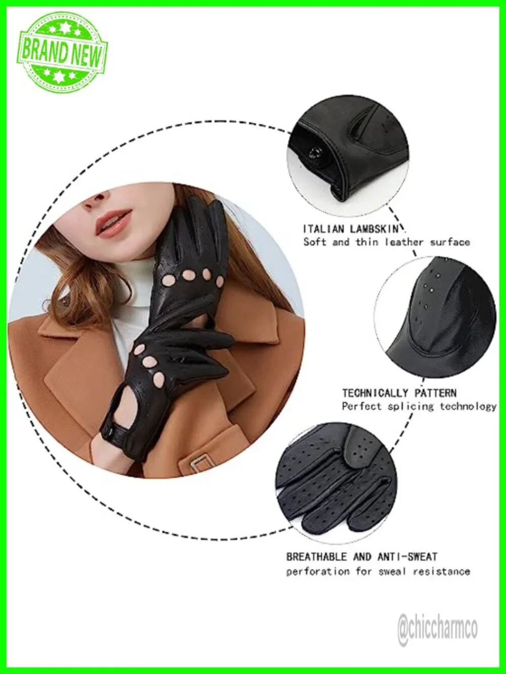 Vintage Touchscreen Leather Driving Gloves - Soft & Thin Italian Lambskin